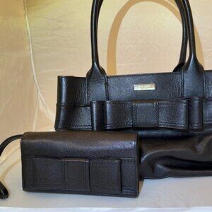 Kate Spade Large Black Leather Bow Handbag